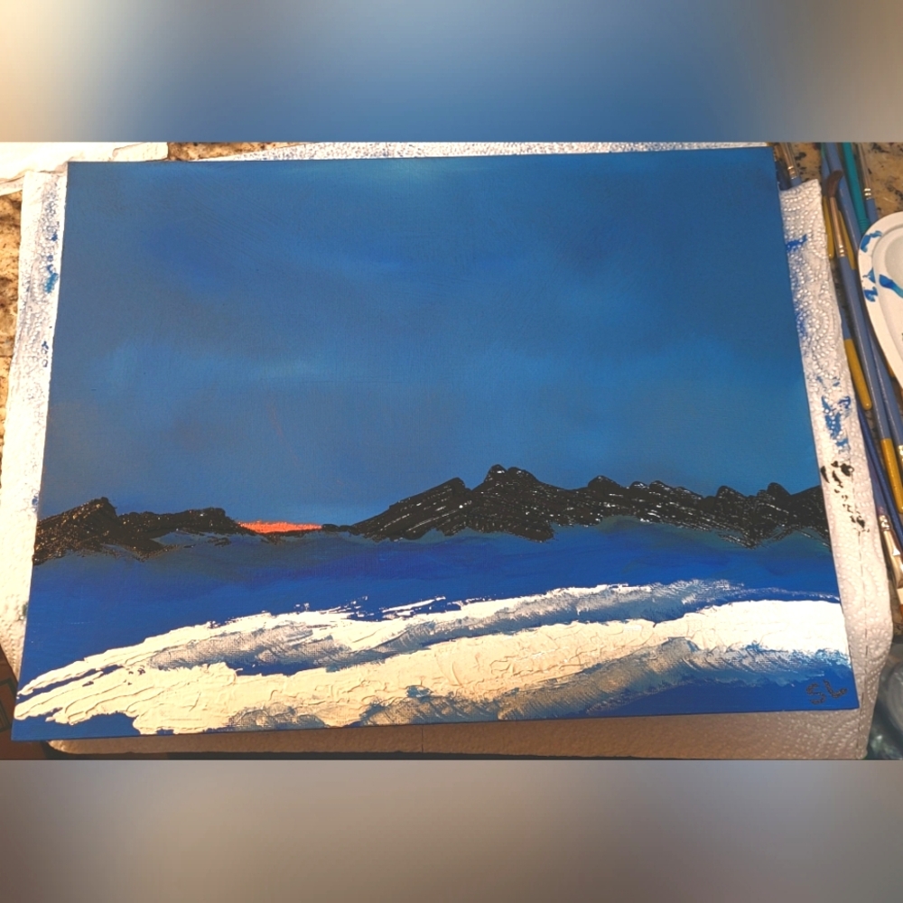 Ocean sunset painting 11x14 inches